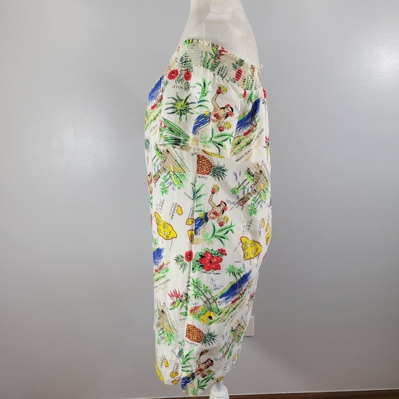 J. CREW colorful Hawaiian printed off-shoulder cotton popover mini shift dress - Picture 4 of 14